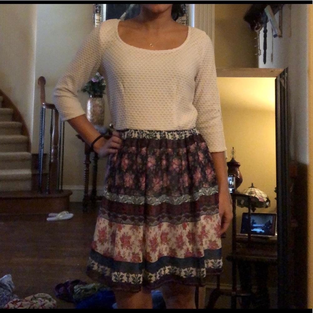 White Floral Semi-Formal Dress